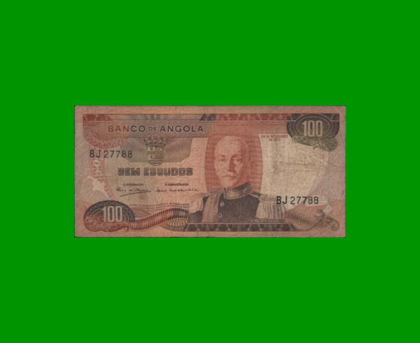 BILLETE
  DE ANGOLA 100 ESCUDOS, PICK 101, ESTADO BUENO.-