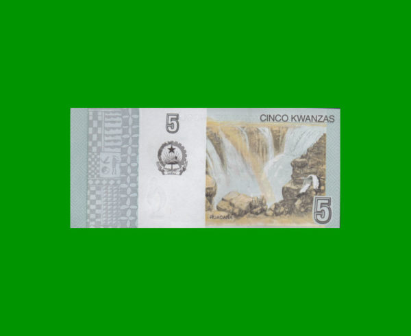 BILLETE DE
  ANGOLA 5,00 KWANZAS, PICK 144, ESTADO SIN CIRCULAR.- - Imagen 2