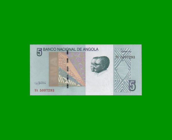 BILLETE DE
  ANGOLA 5,00 KWANZAS, PICK 144, ESTADO SIN CIRCULAR.-