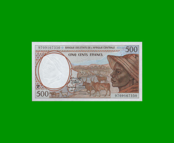 BILLETE DE
  AFRICA CENTRAL CHAD 500 FRANCOS, PICK 601Pb, ESTADO SIN CIRCULAR.-