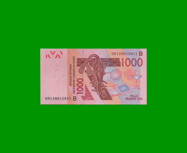 BILLETE DE
  AFRICA DEL OESTE BENIN 1000 FRANCOS, PICK 375B, ESTADO SIN CIRCULAR.-