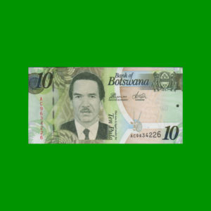 BILLETE DE
  BOTSWANA 10 PULA, PICK 30, ESTADO SIN CIRCULAR.-