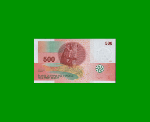 BILLETE DE
  COMORES 500 FRANCOS, PICK 15, ESTADO SIN CIRCULAR.- - Imagen 2
