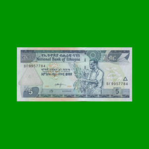 BILLETE DE
  ETIOPIA 5,00 BIRR, PICK 47, ESTADO SIN CIRCULAR.-