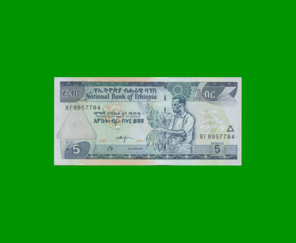 BILLETE DE
  ETIOPIA 5,00 BIRR, PICK 47, ESTADO SIN CIRCULAR.-