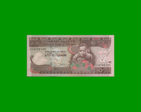 BILLETE DE
  ETIOPIA 10,00 BIRR, PICK 48, ESTADO SIN CIRCULAR.-
