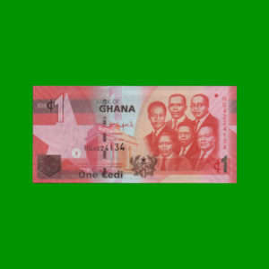 BILLETE DE
GHANA 1,00 CEDI, PICK 37f, ESTADO SIN CIRCULAR.-