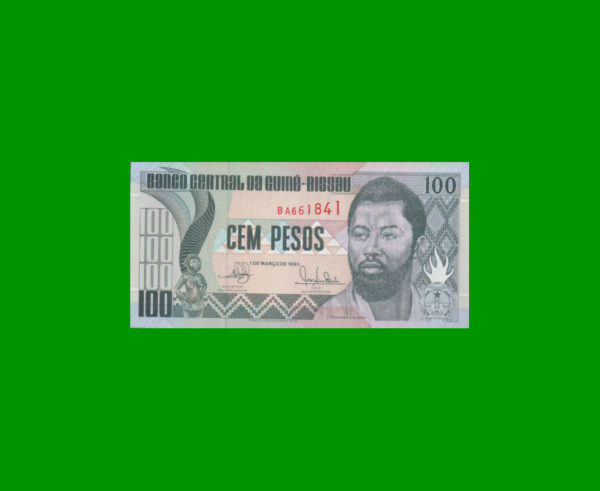 BILLETE DE
  GUINEA BISSAU 100,00 PESOS, PICK 14, ESTADO SIN CIRCULAR.-