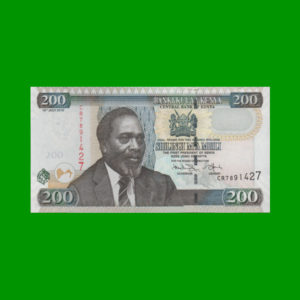 BILLETE DE
  KENYA 200,00 SHILINGI, PICK 49e, ESTADO SIN CIRCULAR.-