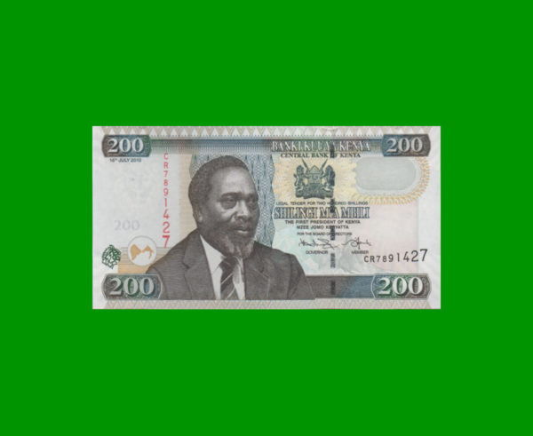 BILLETE DE
  KENYA 200,00 SHILINGI, PICK 49e, ESTADO SIN CIRCULAR.-