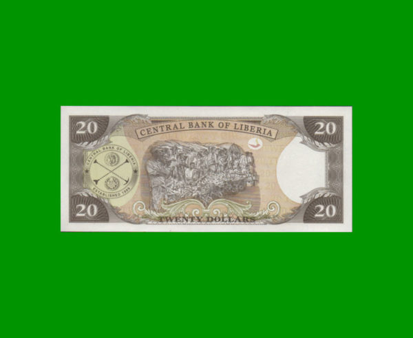 BILLETE DE
  LIBERIA 20,00 DOLARES, PICK 28c, ESTADO SIN CIRCULAR.- - Imagen 2