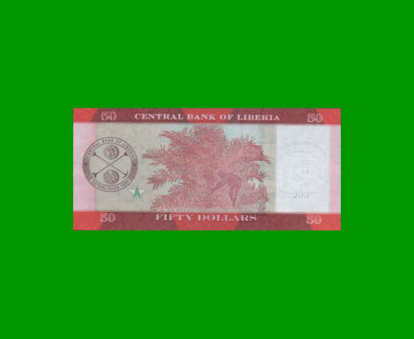 BILLETE DE
  LIBERIA 50,00 DOLARES, PICK 34, ESTADO SIN CIRCULAR.- - Imagen 2