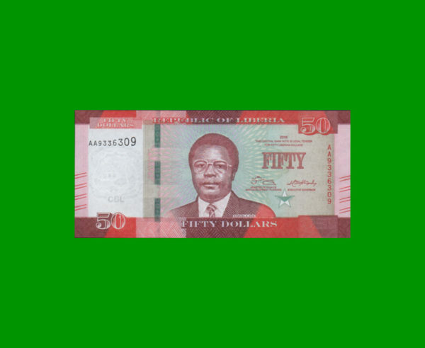 BILLETE DE
  LIBERIA 50,00 DOLARES, PICK 34, ESTADO SIN CIRCULAR.-
