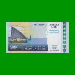 BILLETE DE
  MADAGASCAR 5.000,00 ARIARY, PICK 94, ESTADO SIN CIRCULAR.-