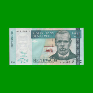 BILLETE DE
  MALAWI 50,00 KWACHA, PICK 53d, ESTADO SIN CIRCULAR.-
