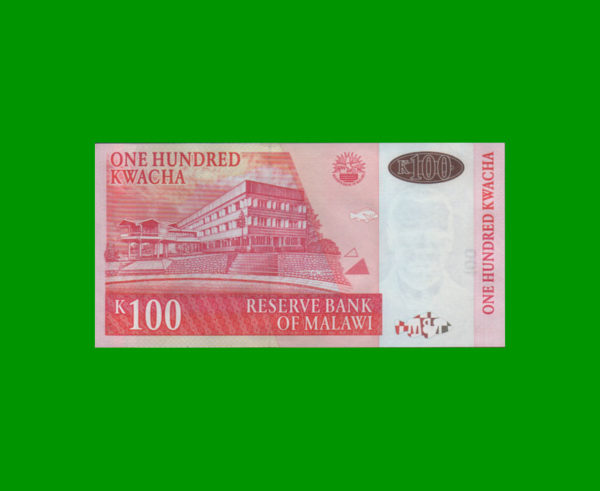 BILLETE DE
  MALAWI 100,00 KWACHA, PICK 54b, ESTADO SIN CIRCULAR.- - Imagen 2