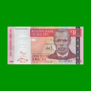 BILLETE DE
  MALAWI 100,00 KWACHA, PICK 54b, ESTADO SIN CIRCULAR.-