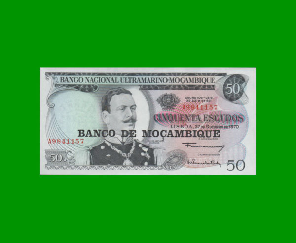 BILLETE DE
  MOZAMBIQUE 50,00 ESCUDOS, RESELLO BANCO DE MOZAMBIQUE, PICK 116, ESTADO SIN
  CIRCULAR.-