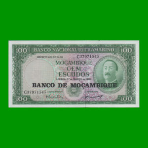 BILLETE DE
  MOZAMBIQUE 100,00 ESCUDOS, RESELLO BANCO DE MOZAMBIQUE, PICK 117, ESTADO SIN
  CIRCULAR.-