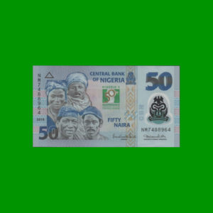 BILLETE DE
  NIGERIA 50,00 NAIRA, PICK 37 CONMEMORATIVO POLYMERO, ESTADO SIN CIRCULAR.-