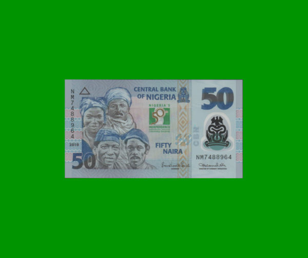 BILLETE DE
  NIGERIA 50,00 NAIRA, PICK 37 CONMEMORATIVO POLYMERO, ESTADO SIN CIRCULAR.-