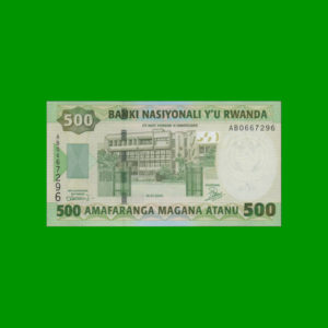 BILLETE DE
  RWANDA 500,00 FRANCOS, PICK 30, ESTADO SIN CIRCULAR.-