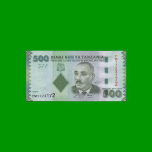 BILLETE DE
  TANZANIA 500,00 SHILLINGS, PICK 40, ESTADO SIN CIRCULAR.-
