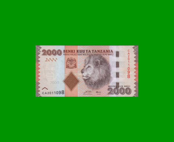BILLETE DE
  TANZANIA 2.000,00 SHILLINGS, PICK 42, ESTADO SIN CIRCULAR.-