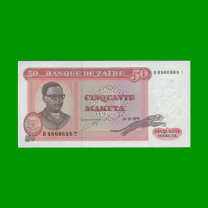 BILLETE DE
  ZAIRE 50,00 MAKUTA, PICK 17a, ESTADO SIN CIRCULAR.-