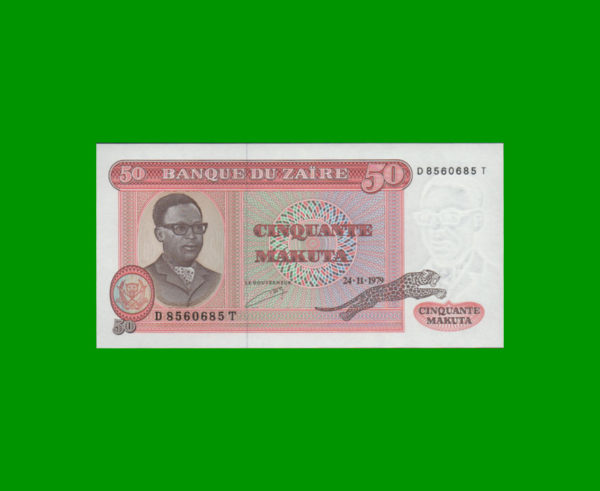BILLETE DE
  ZAIRE 50,00 MAKUTA, PICK 17a, ESTADO SIN CIRCULAR.-