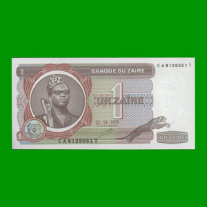 BILLETE DE
  ZAIRE 1,00 ZAIRE, PICK 19a, ESTADO SIN CIRCULAR.-