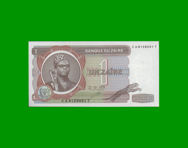 BILLETE DE
  ZAIRE 1,00 ZAIRE, PICK 19a, ESTADO SIN CIRCULAR.-