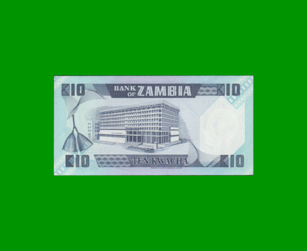 BILLETE DE
  ZAMBIA 10,00 KWACHA, PICK 26, ESTADO SIN CIRCULAR.- - Imagen 2