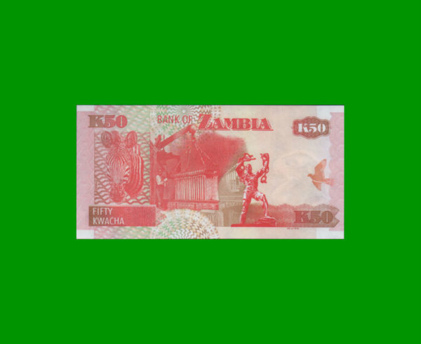 BILLETE DE
  ZAMBIA 50,00 KWACHA, PICK 37g, ESTADO SIN CIRCULAR.- - Imagen 2