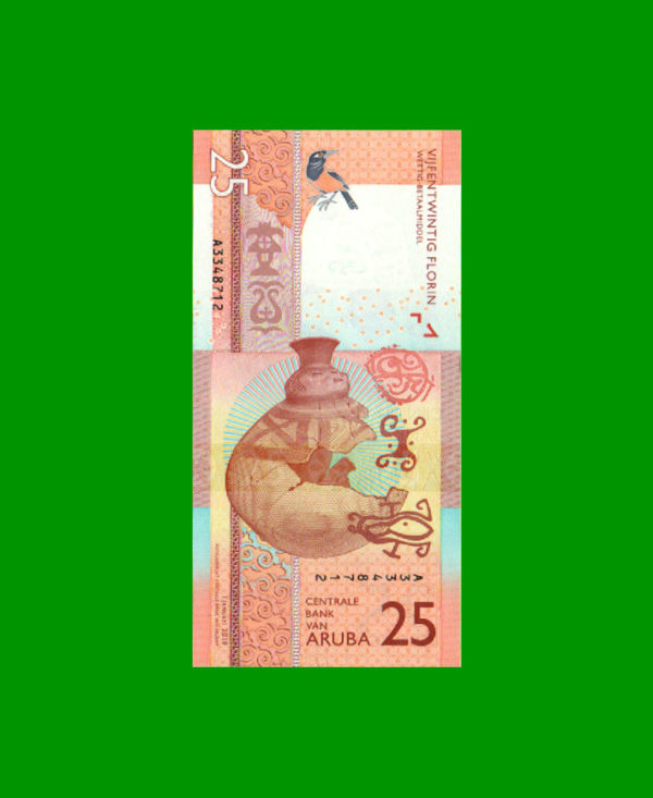 BILLETE DE
  ARUBA 25,00 FLORINES, PICK NEW, ESTADO SIN CIRCULAR.- - Imagen 2