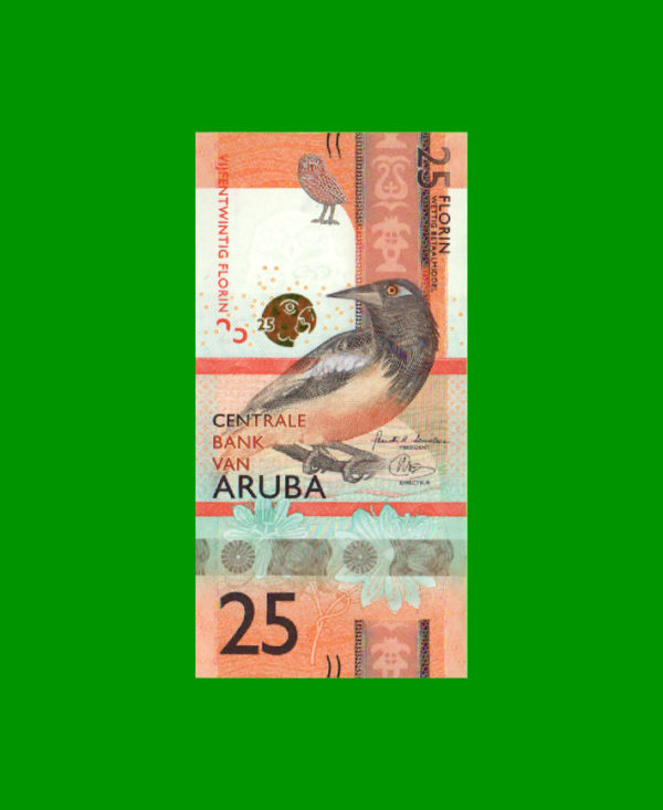 BILLETE DE
  ARUBA 25,00 FLORINES, PICK NEW, ESTADO SIN CIRCULAR.-