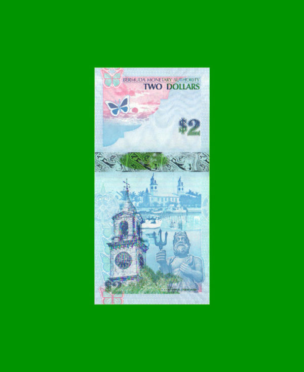 BILLETE DE  BERMUDAS 2,00 DOLARES, PICK 57, ESTADO SIN CIRCULAR.- - Imagen 2