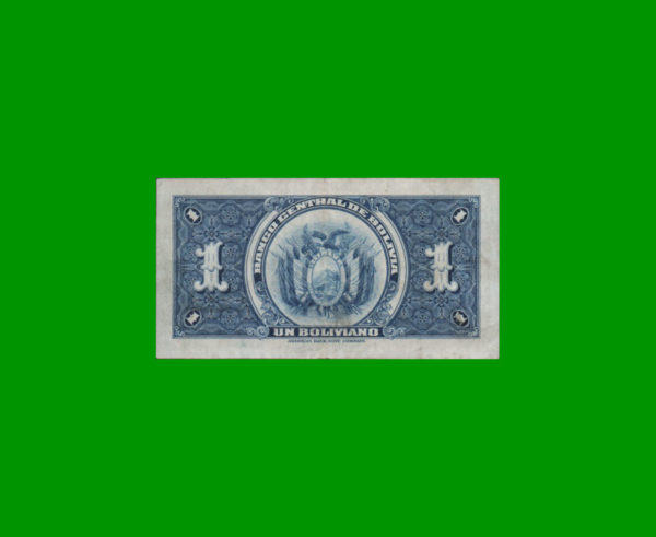 BILLETE DE
  BOLIVIA 1,00 BOLIVANO, PICK 119, ESTADO MUY BUENO.- - Imagen 2