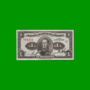 BILLETE DE
  BOLIVIA 1,00 BOLIVANO, PICK 119, ESTADO MUY BUENO.-