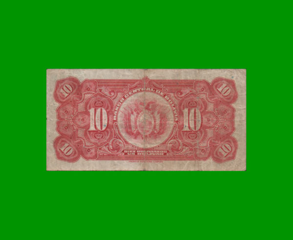 BILLETE DE
  BOLIVIA 10,00 BOLIVANOS, PICK 121, ESTADO BUENO.- - Imagen 2