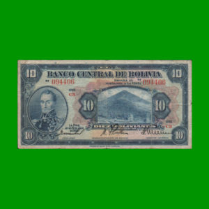 BILLETE DE
  BOLIVIA 10,00 BOLIVANOS, PICK 121, ESTADO BUENO.-