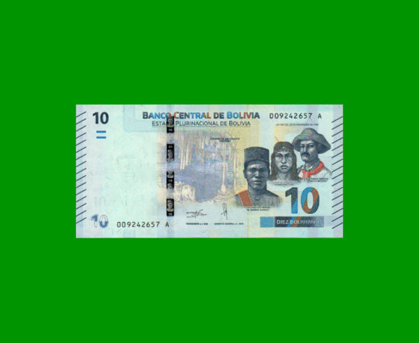 BILLETE DE  BOLIVIA 10,00 BOLIVANOS, PICK NEW, ESTADO SIN CIRCULAR.-