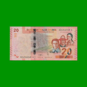 BILLETE DE
  BOLIVIA 20,00 BOLIVANOS, PICK NEW, ESTADO SIN CIRCULAR.-