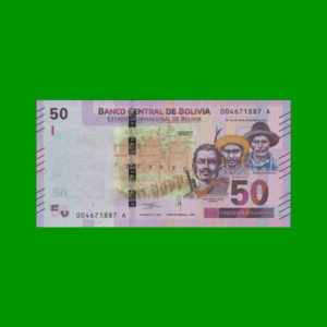 BILLETE DE
  BOLIVIA 50,00 BOLIVANOS, PICK NEW, ESTADO SIN CIRCULAR.-