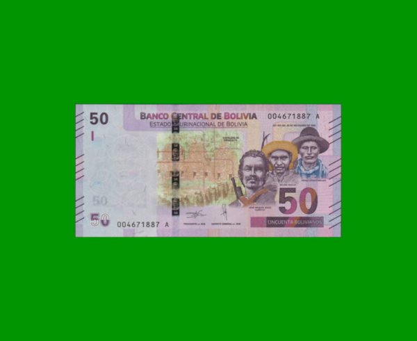 BILLETE DE
  BOLIVIA 50,00 BOLIVANOS, PICK NEW, ESTADO SIN CIRCULAR.-