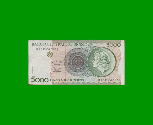 BILLETE DE
  BRASIL 5.000,00 CRUZEIROS, PICK 227, ESTADO MUY BUENO.-