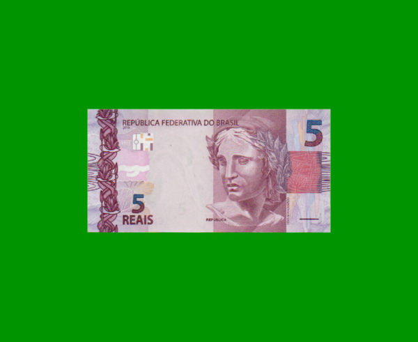 BILLETE DE  BRASIL 5,00 REALES, PICK 253b, ESTADO SIN CIRCULAR.-