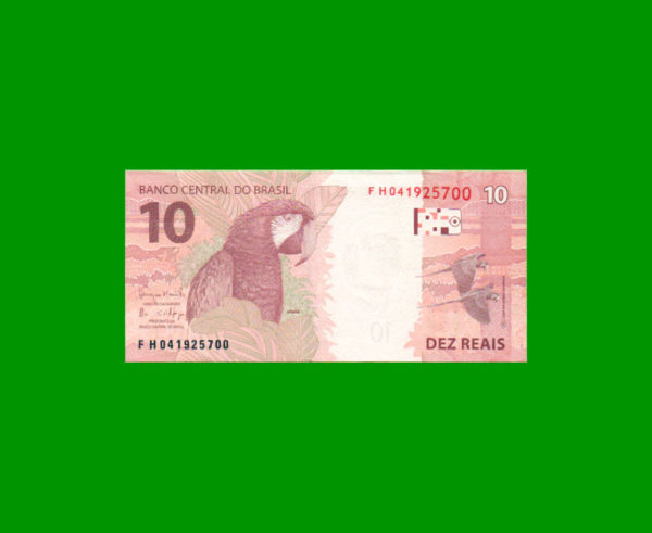 BILLETE DE  BRASIL 10,00 REALES, PICK 254c, ESTADO SIN CIRCULAR.- - Imagen 2