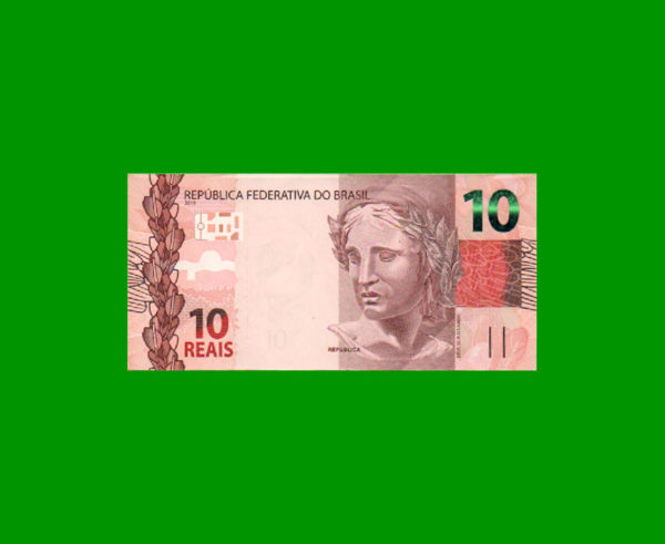 BILLETE DE  BRASIL 10,00 REALES, PICK 254c, ESTADO SIN CIRCULAR.-
