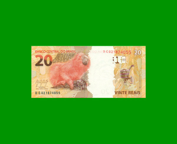 BILLETE DE  BRASIL 20,00 REALES, PICK 255b, ESTADO SIN CIRCULAR.- - Imagen 2